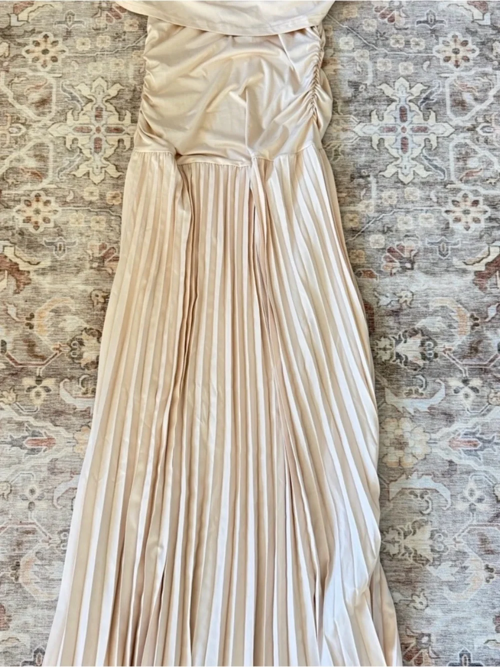 Beige Off-Shoulder Maternity Gown